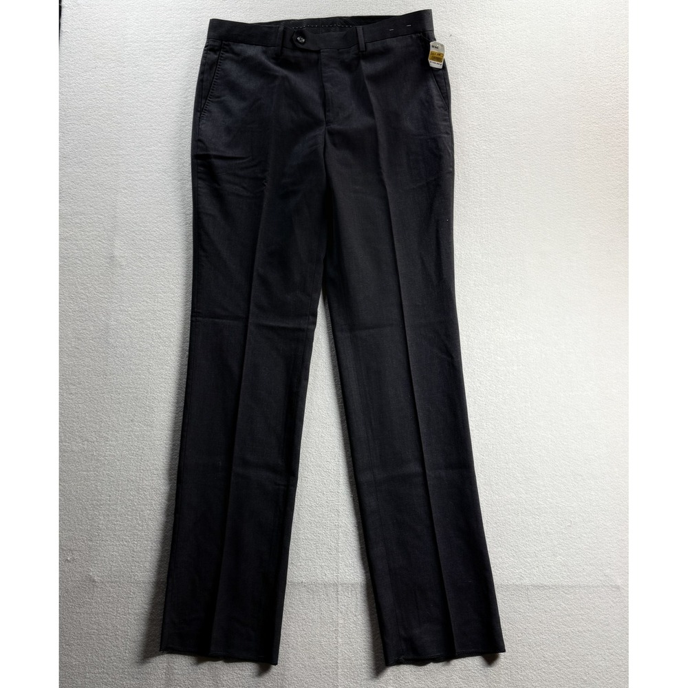 Pronto Uomo Dress Pants Mens 36 Unhemmed Black Straight Leg Business Wear
